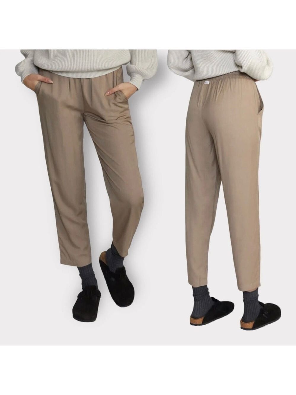 RVCA NEW Womens Large Lightweight Yume Beach Pants Neutral Pockets Casual NWT